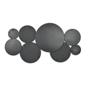 HomeRoots Set of Eight Modern Cojoined Round Black Metal Accent Mirrors for Stylish Home Decor Elevation 611866