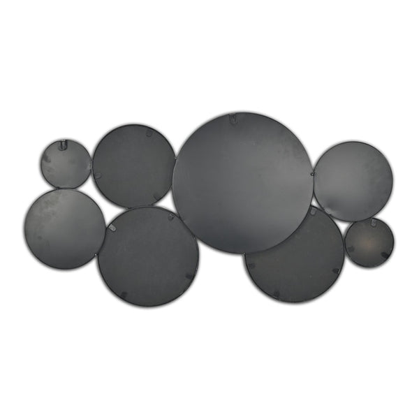 HomeRoots Set of Eight Modern Cojoined Round Black Metal Accent Mirrors for Stylish Home Decor Elevation 611866