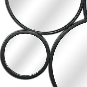 HomeRoots Set of Eight Modern Cojoined Round Black Metal Accent Mirrors for Stylish Home Decor Elevation 611866