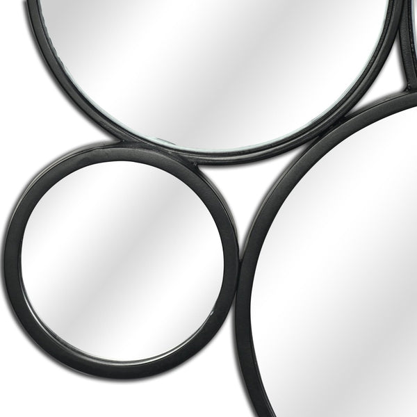 HomeRoots Set of Eight Modern Cojoined Round Black Metal Accent Mirrors for Stylish Home Decor Elevation 611866