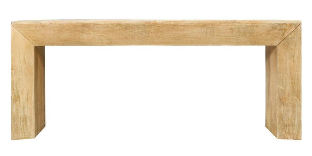 HomeRoots 72" Rustic Solid Wood Console Table - Distressed Finish, Sleek Sled Base, Perfect for Narrow Spaces 611869