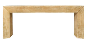 HomeRoots 72" Rustic Solid Wood Console Table - Distressed Finish, Sleek Sled Base, Perfect for Narrow Spaces 611869