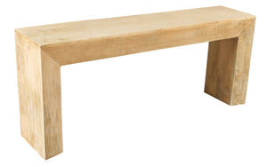 HomeRoots 72" Rustic Solid Wood Console Table - Distressed Finish, Sleek Sled Base, Perfect for Narrow Spaces 611869
