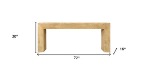 HomeRoots 72" Rustic Solid Wood Console Table - Distressed Finish, Sleek Sled Base, Perfect for Narrow Spaces 611869