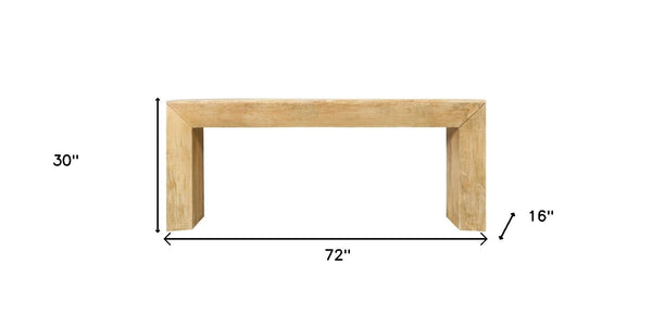 HomeRoots 72" Rustic Solid Wood Console Table - Distressed Finish, Sleek Sled Base, Perfect for Narrow Spaces 611869