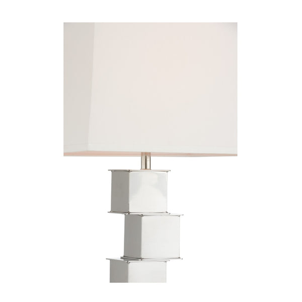 Wildwood The Square Mile Floor Lamp — Polished Nickel Sculptural Stack, Tapered White Shade, Slim 64" Accent Light 61187