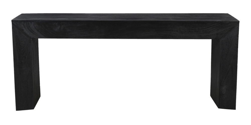 HomeRoots 72" Charcoal Solid Wood Console Table - Distressed Vintage Design with Modern Sled Base Style 611870