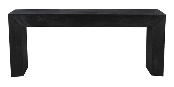 HomeRoots 72" Charcoal Solid Wood Console Table - Distressed Vintage Design with Modern Sled Base Style 611870