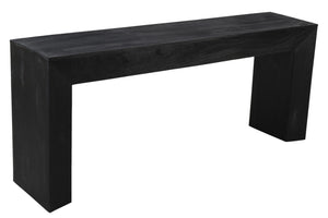 HomeRoots 72" Charcoal Solid Wood Console Table - Distressed Vintage Design with Modern Sled Base Style 611870