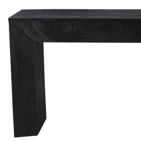 HomeRoots 72" Charcoal Solid Wood Console Table - Distressed Vintage Design with Modern Sled Base Style 611870