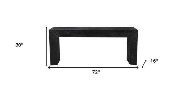 HomeRoots 72" Charcoal Solid Wood Console Table - Distressed Vintage Design with Modern Sled Base Style 611870