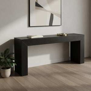 HomeRoots 72" Charcoal Solid Wood Console Table - Distressed Vintage Design with Modern Sled Base Style 611870