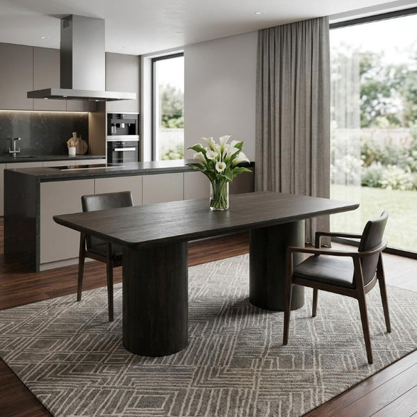 72 Inch Solid Wood Rectangular Dining Table with Dual Pedestal Base for Large Gatherings