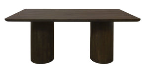 72 Inch Solid Wood Rectangular Dining Table with Dual Pedestal Base for Large Gatherings