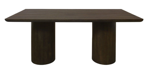 72 Inch Solid Wood Rectangular Dining Table with Dual Pedestal Base for Large Gatherings