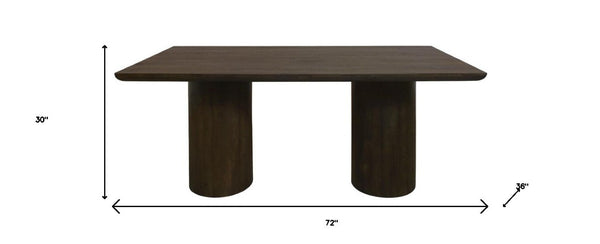 72 Inch Solid Wood Rectangular Dining Table with Dual Pedestal Base for Large Gatherings