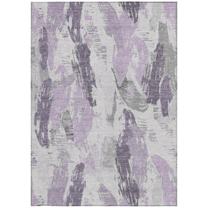 HomeRoots 5' Lavender & Lilac Abstract Washable Area Rug - Versatile Indoor/Outdoor Durable Design, Easy Care! 611887