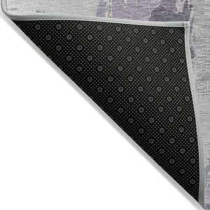 HomeRoots 8' Stylish Abstract Round Area Rug in Lavender & Lilac - Washable, Durable for Indoor/Outdoor Use 611888
