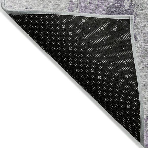 HomeRoots 8' Stylish Abstract Round Area Rug in Lavender & Lilac - Washable, Durable for Indoor/Outdoor Use 611888