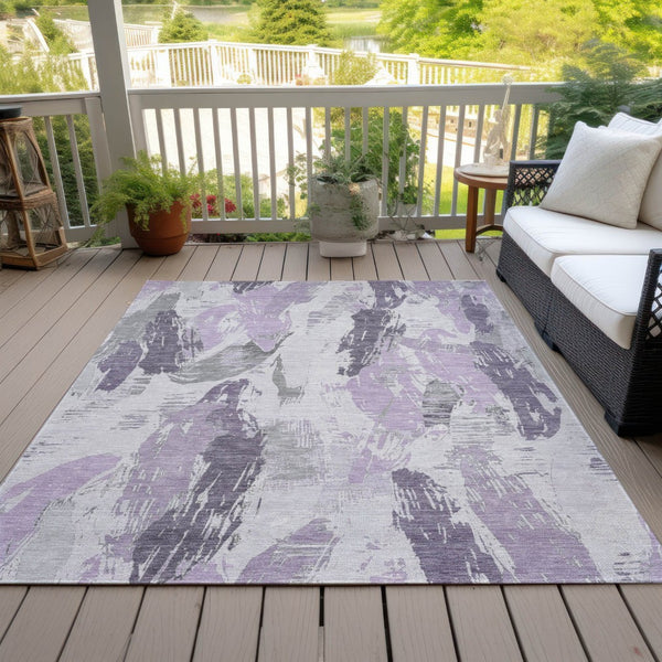 HomeRoots 8' X 10' Abstract Lavender and Lilac Area Rug - Washable, Durable, Indoor/Outdoor Versatility for Any Space 611889