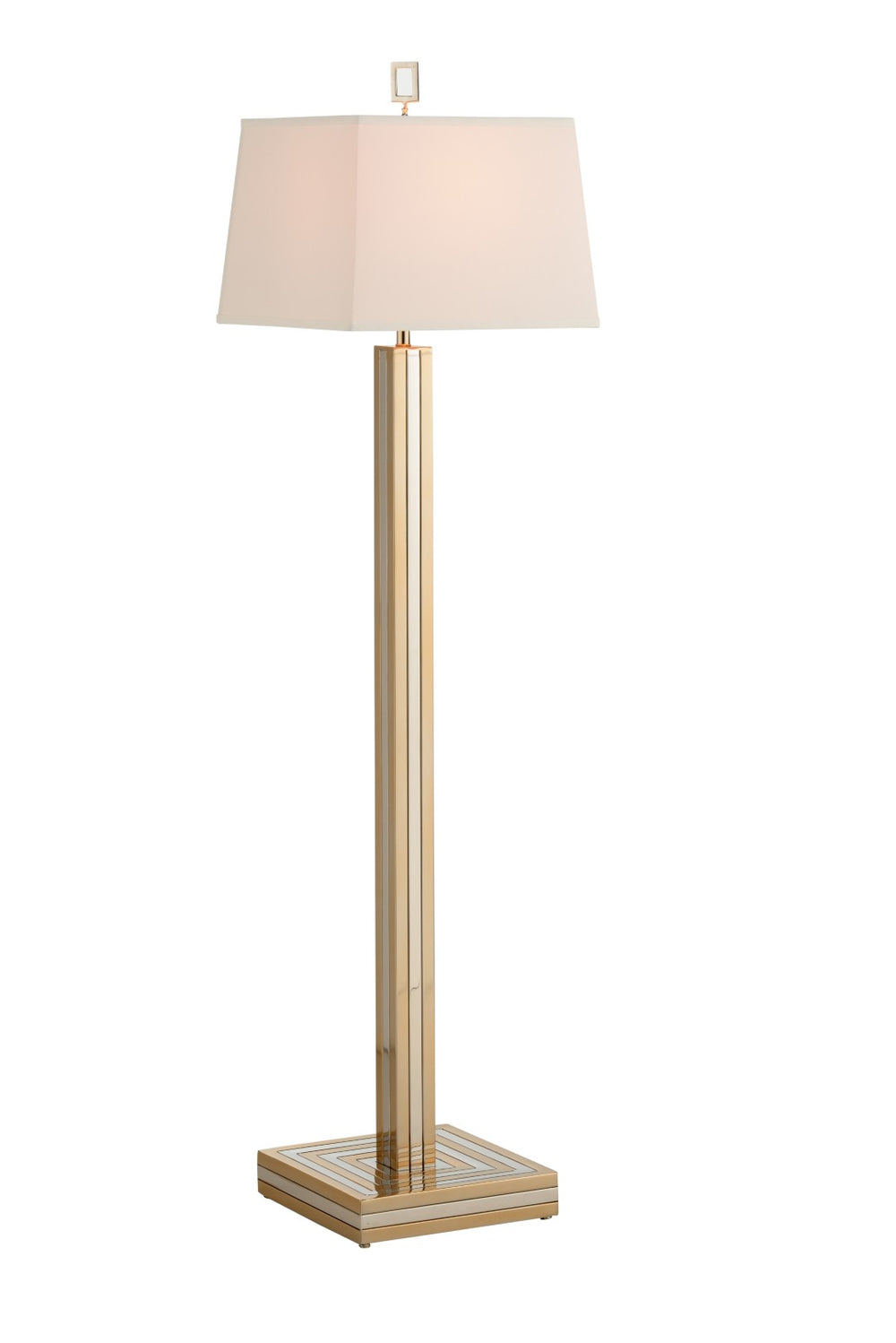 Wildwood Gold Dust Floor Lamp With Polished Brass & Nickel Layered Stem, Off-White Shade For Warm Task Light 61189