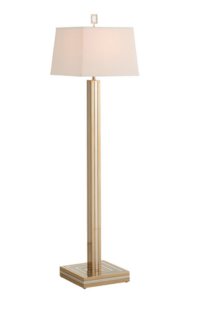Wildwood Gold Dust Floor Lamp With Polished Brass & Nickel Layered Stem, Off-White Shade For Warm Task Light 61189