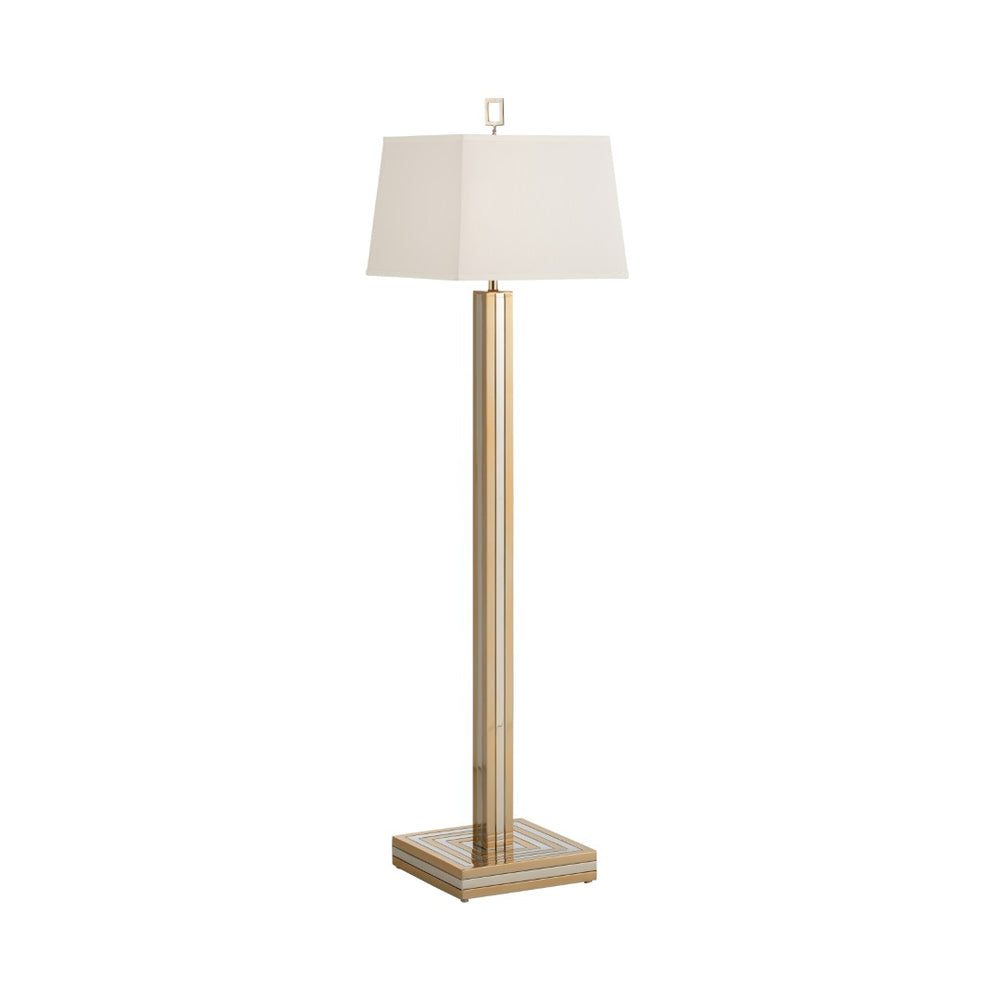 Wildwood Gold Dust Floor Lamp With Polished Brass & Nickel Layered Stem, Off-White Shade For Warm Task Light 61189