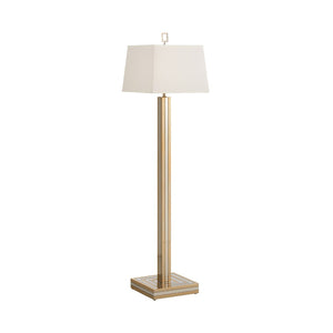 Wildwood Gold Dust Floor Lamp With Polished Brass & Nickel Layered Stem, Off-White Shade For Warm Task Light 61189