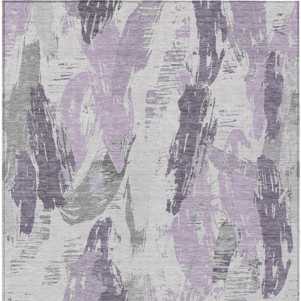 HomeRoots 9' X 12' Contemporary Lavender & Lilac Abstract Area Rug - Washable, Durable for Indoor/Outdoor Use 611890