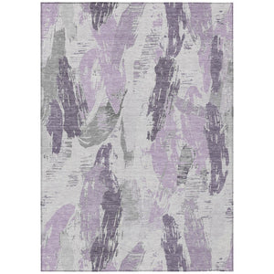 HomeRoots 9' X 12' Contemporary Lavender & Lilac Abstract Area Rug - Washable, Durable for Indoor/Outdoor Use 611890