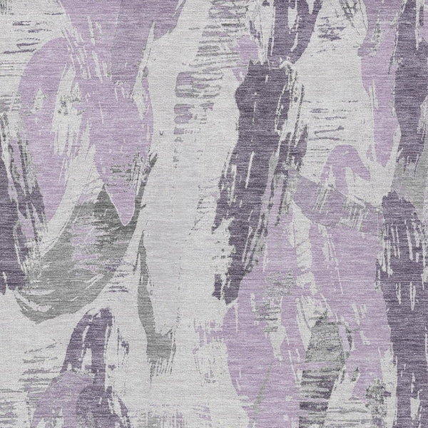 HomeRoots 9' X 12' Contemporary Lavender & Lilac Abstract Area Rug - Washable, Durable for Indoor/Outdoor Use 611890
