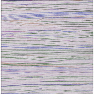 HomeRoots 5' Stylish Lavender and Mauve Striped Washable Area Rug for Indoor & Outdoor Versatile Spaces 611923