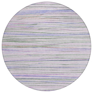 HomeRoots 8' Striped Lavender and Mauve Washable Area Rug - Durable, Stylish for Indoor & Outdoor Spaces! 611924