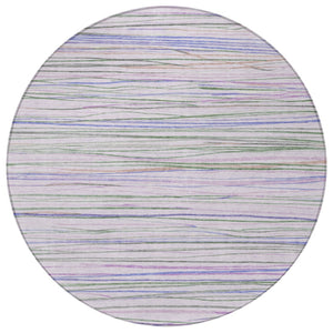 HomeRoots 8' Striped Lavender and Mauve Washable Area Rug - Durable, Stylish for Indoor & Outdoor Spaces! 611924