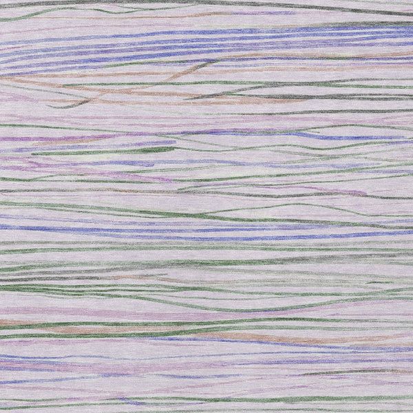 HomeRoots 9' X 12' Striped Lavender & Mauve Area Rug - Durable, Washable Design for Indoor & Outdoor Spaces 611926