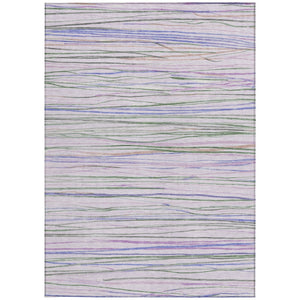 HomeRoots 10' Stylish Lavender & Mauve Striped Washable Area Rug - Durable Indoor/Outdoor Decor Essential! 611927