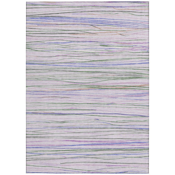 HomeRoots 10' Stylish Lavender & Mauve Striped Washable Area Rug - Durable Indoor/Outdoor Decor Essential! 611927