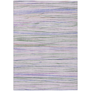 HomeRoots 10' Stylish Lavender & Mauve Striped Washable Area Rug - Durable Indoor/Outdoor Decor Essential! 611927