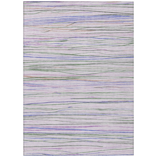 HomeRoots 10' Stylish Lavender & Mauve Striped Washable Area Rug - Durable Indoor/Outdoor Decor Essential! 611927
