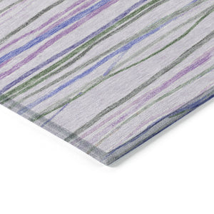 HomeRoots 10' Stylish Lavender & Mauve Striped Washable Area Rug - Durable Indoor/Outdoor Decor Essential! 611927