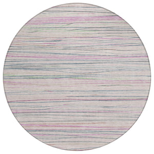 HomeRoots 8' Pink Mauve Blush Round Area Rug - Stylish Striped Design, Washable, Indoor/Outdoor Versatility 611936