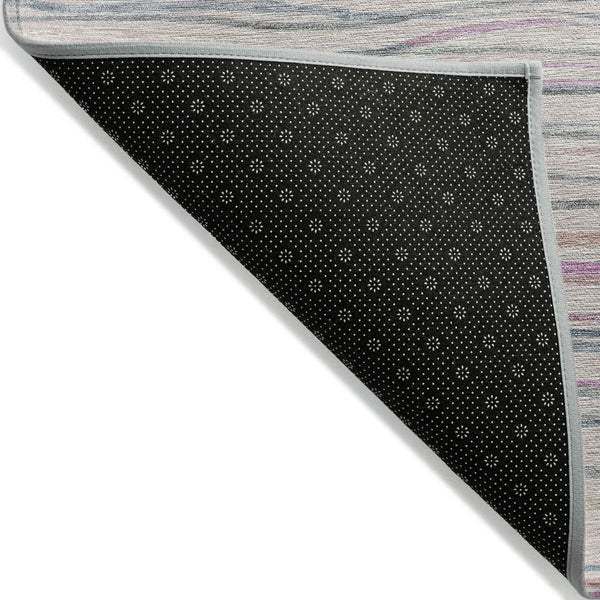 HomeRoots 8' Pink Mauve Blush Round Area Rug - Stylish Striped Design, Washable, Indoor/Outdoor Versatility 611936