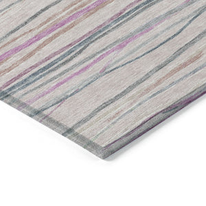 HomeRoots 8' Pink Mauve Blush Round Area Rug - Stylish Striped Design, Washable, Indoor/Outdoor Versatility 611936