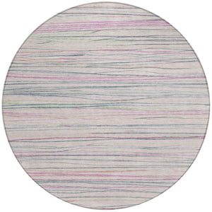 HomeRoots 8' Pink Mauve Blush Round Area Rug - Stylish Striped Design, Washable, Indoor/Outdoor Versatility 611936