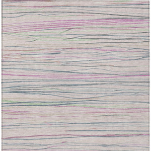 HomeRoots 8' X 10' Pink Mauve Striped Washable Area Rug - Durable, Versatile, Perfect for Indoor & Outdoor Spaces! 611937