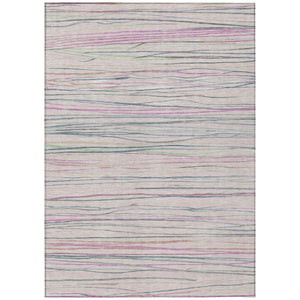 HomeRoots 8' X 10' Pink Mauve Striped Washable Area Rug - Durable, Versatile, Perfect for Indoor & Outdoor Spaces! 611937