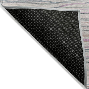HomeRoots 8' X 10' Pink Mauve Striped Washable Area Rug - Durable, Versatile, Perfect for Indoor & Outdoor Spaces! 611937