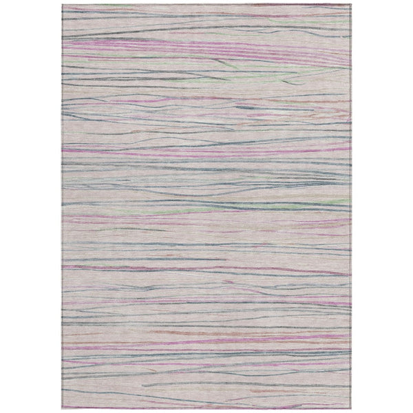 HomeRoots 9' X 12' Pink Mauve Blush Striped Washable Rug - Durable Indoor/Outdoor Design for Stylish Spaces 611938