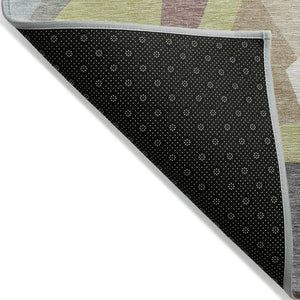 HomeRoots 8' X 10' Khaki Beige & Mauve Geometric Area Rug - Stylish, Washable Indoor/Outdoor Décor for Any Space 611955