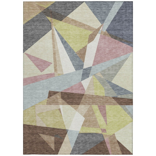 HomeRoots 8' X 10' Khaki Beige & Mauve Geometric Area Rug - Stylish, Washable Indoor/Outdoor Décor for Any Space 611955